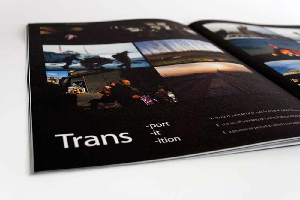 Professional exhibition catalogue layout emphasizing photographic content. NO IDEA. Branding Graphic Design Agency.