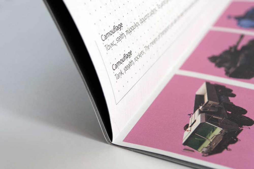 M55 Projects exhibition catalogue with artistic photo arrangement and clean design. NO IDEA. Branding Graphic Design Agency.