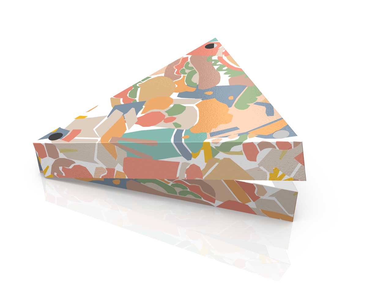 Takeaway food packaging design with abstract food illustration and soft colour palette. NO IDEA Branding Graphic Design Agency