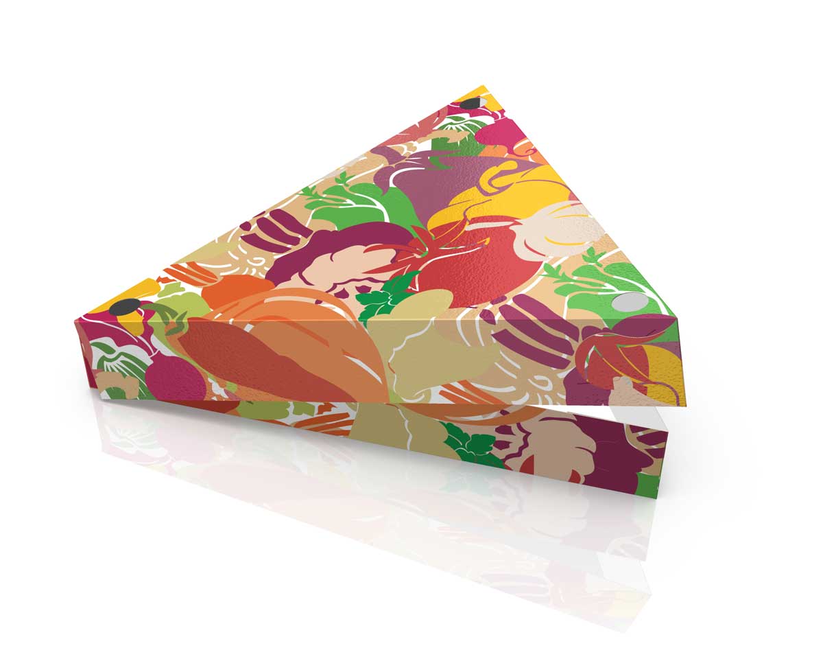 Takeaway food packaging design with abstract vintage food illustration in soft colours. NO IDEA Branding Graphic Design Agency