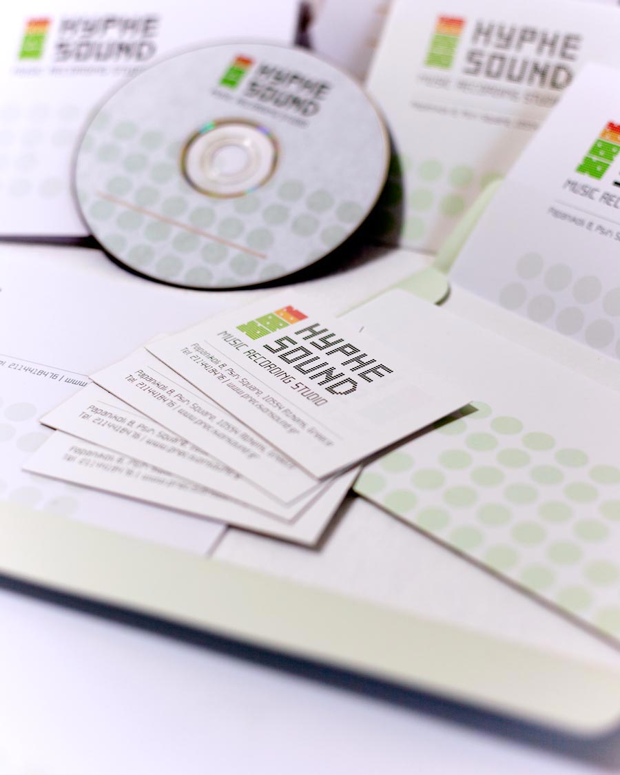 Music production studio branding applications on business cards with minimalist aesthetics. NO IDEA. Branding Graphic Design Agency.