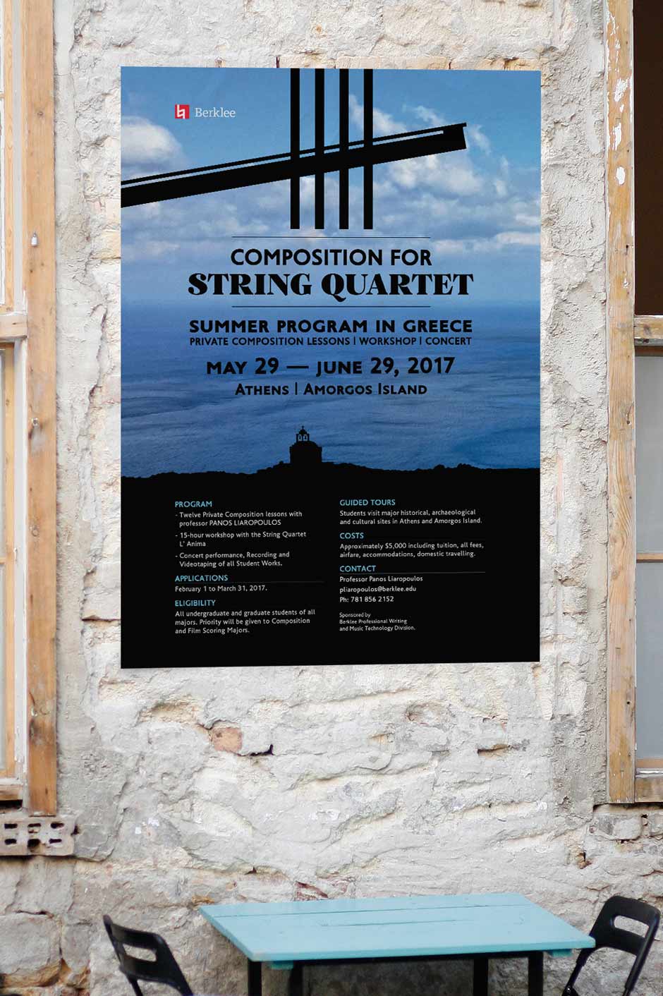 Artistic poster for music education program featuring creative typography and modern aesthetics for summer study. NO IDEA. Branding Graphic Design Agency.