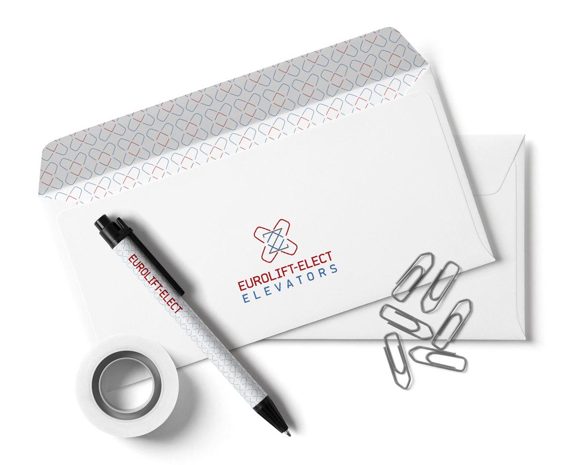 Corporate stationery design with business cards and letterheads for elevator installation and service company. NO IDEA. Branding Graphic Design Agency.