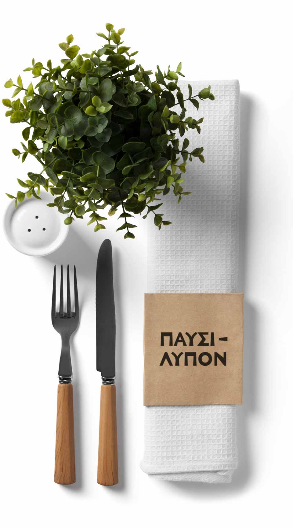 Creative logo design for Pafsilypon Greek fusion restaurant with contemporary lines and authentic character. NO IDEA. Branding Graphic Design Agency.