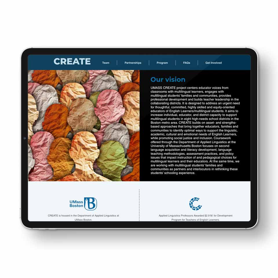 Program information page design with clear visual hierarchy and engaging content structure for UMASS initiative. NO IDEA. Branding Graphic Design Agency.