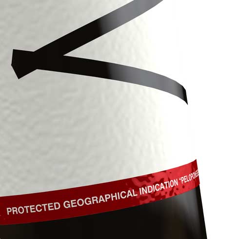 Detailed view of premium wine packaging showing refined typography and graphic elements. NO IDEA. Branding Graphic Design Agency.