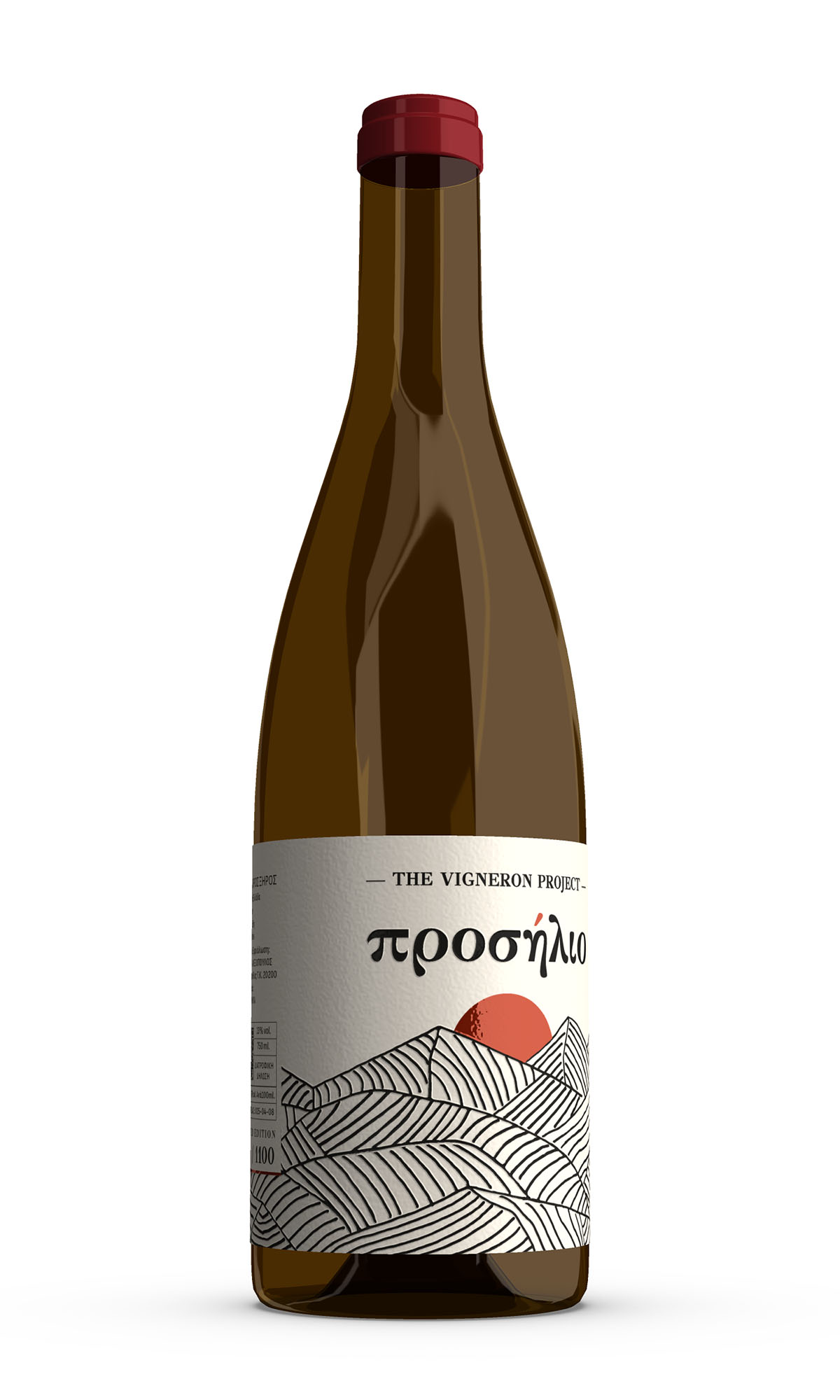 Side wine bottle label featuring logo and artistic elements. NO IDEA Branding Graphic Design Agency